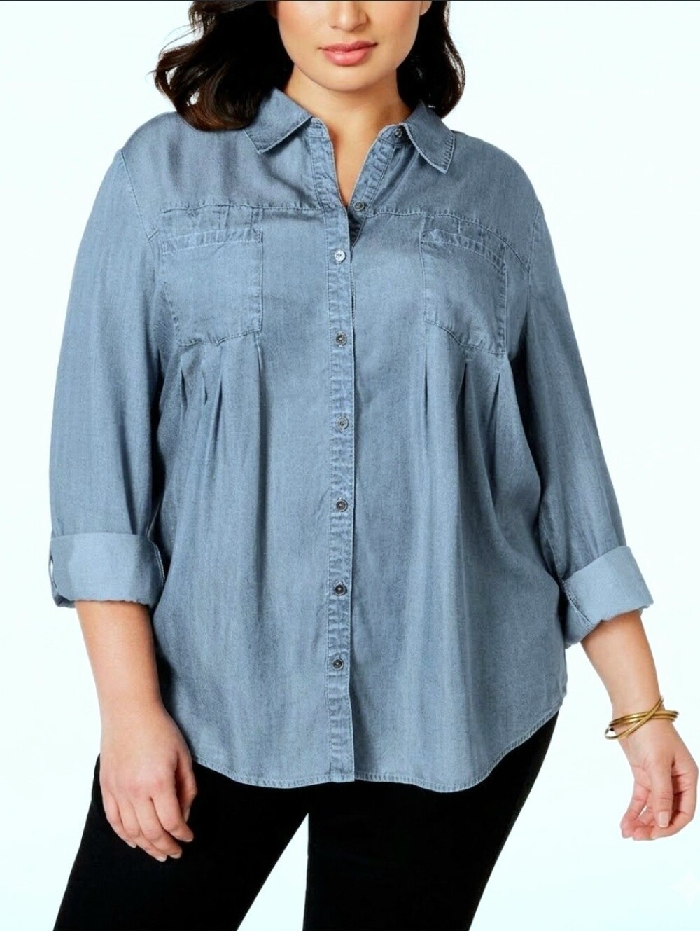 Chambray Casual Button Down Quiet Luxury Minimalist Cozy Shirt Large